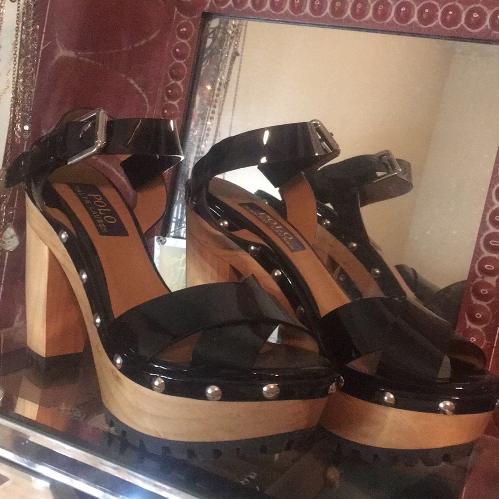 NEW Ralph Lauren Platforms, Black Patent.
